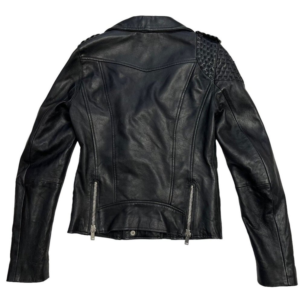 Maje Biker Moto Zip Jacket Black Lamb Leather Size 38 - Picture 8 of 16